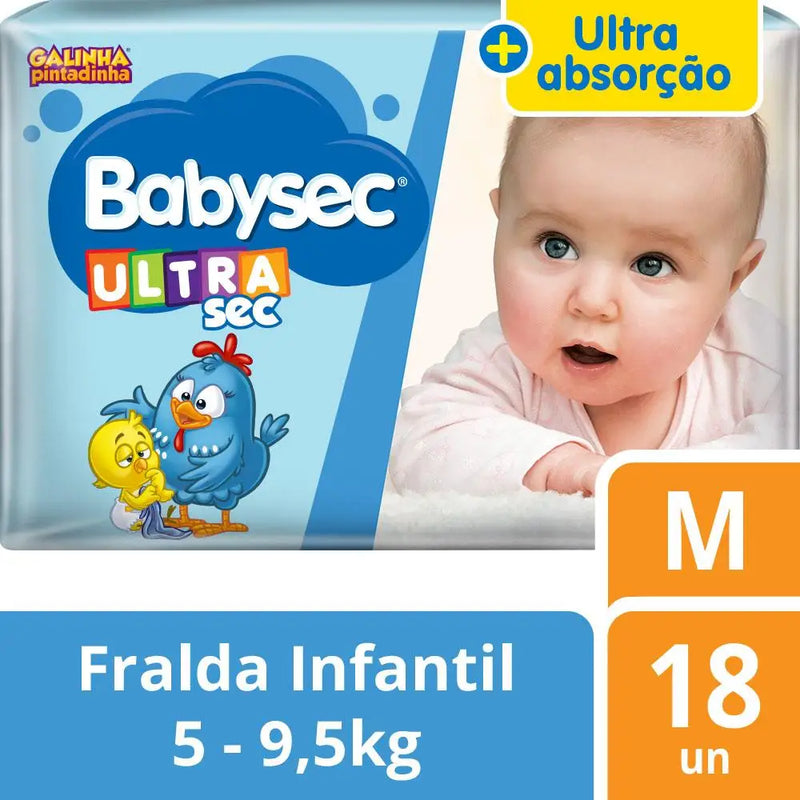 Fralda Babysec Galinha Pintadinha Ultrasec M - 18 Unidades