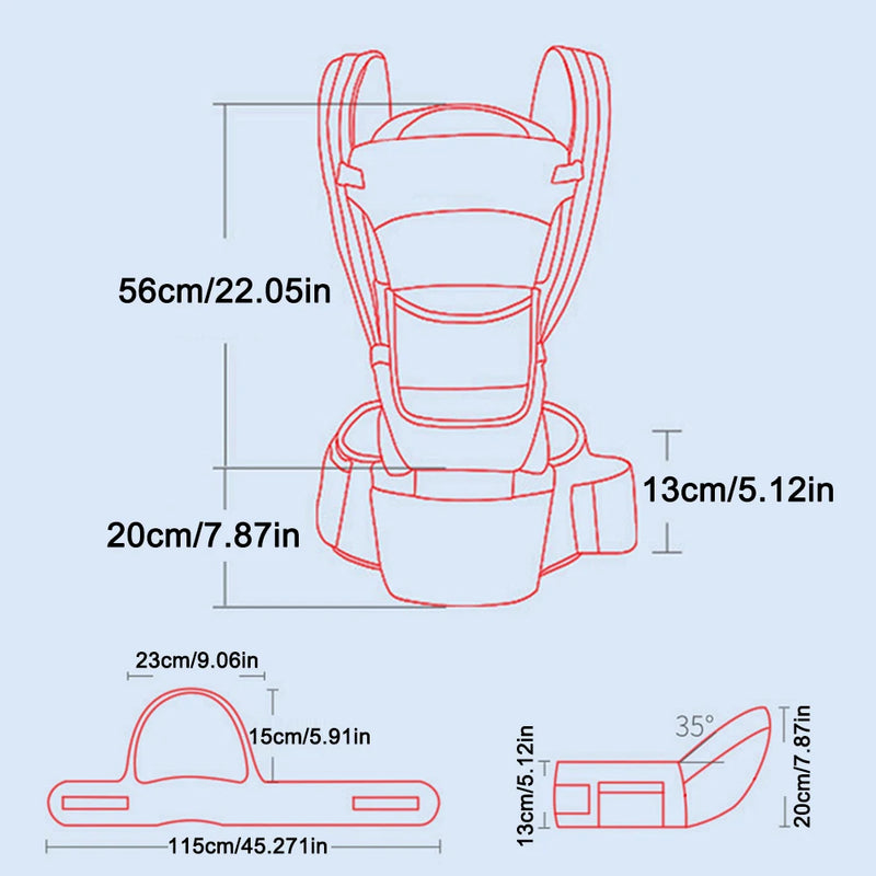 Mochila Ergonômica Porta-Bebês com Assento de Quadril - dajinbear